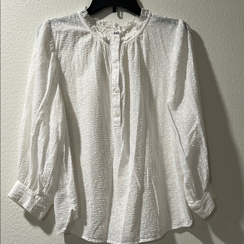 White GAP blouse with button detail